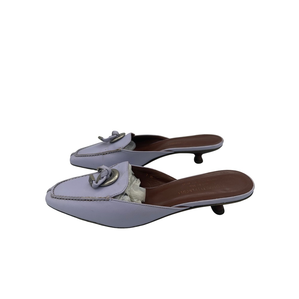 Donald J Pliner Mules Women 7 Lavender Good Leather Kitten Heel Italy Square Toe - Picture 5 of 15